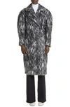 Dries Van Noten Royal Zebra Oversized Mohair Coat In Black 900