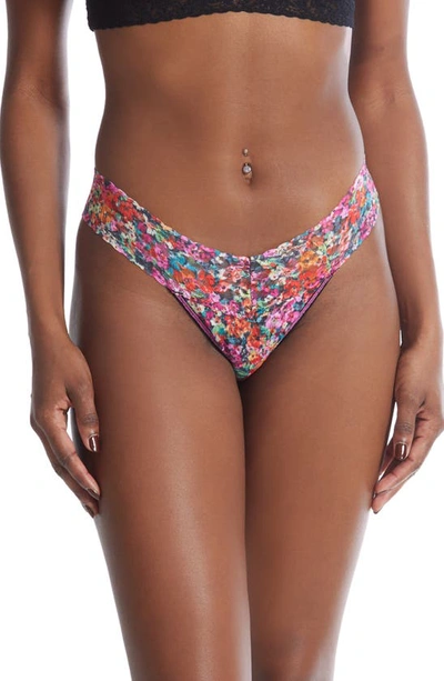 Hanky Panky Low-rise Printed Lace Thong In Pashley Ma