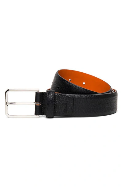Santoni Leather Belt In Black