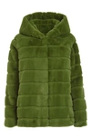 Apparis Goldie Faux Fur Coat In Moss Green