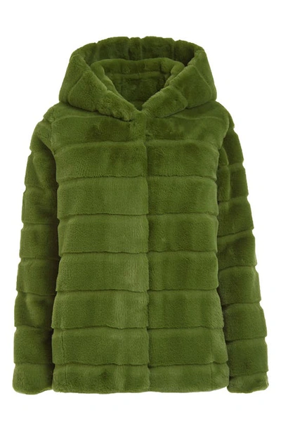 Apparis Goldie Faux Fur Coat In Moss Green