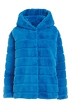 Apparis Milly Faux Fur Short Coat In Azure Blue
