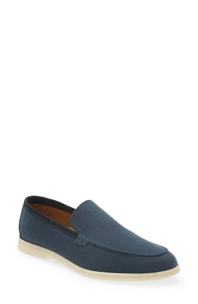 Loro Piana Men's Summer Walk Leather Sneaker Loafers In Glory Blue