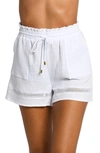 La Blanca Beach Cotton Cover-up Shorts In White