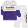 OUTERSTUFF TODDLER HEATHER GRAY/PURPLE LSU TIGERS PLAYMAKER PULLOVER HOODIE & PANTS SET