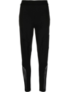 PHILIPP PLEIN SHEER-PANEL RIBBED STRETCH LEGGINGS