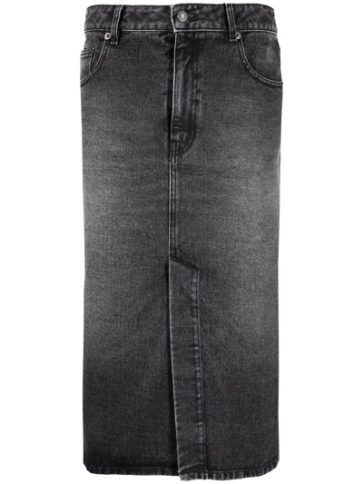Ami Alexandre Mattiussi Denim Pencil Skirt In Grey