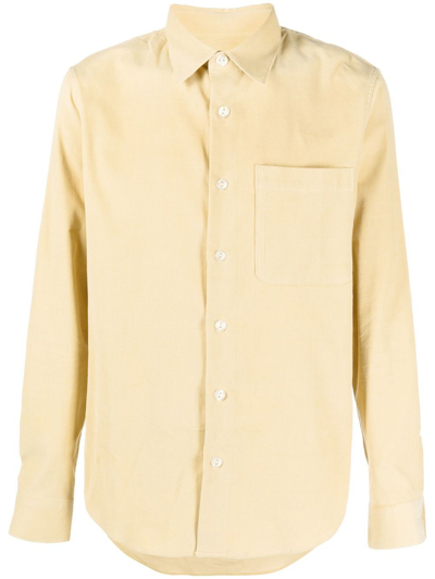 Sandro Long-sleeved Cotton Shirt In Yellow