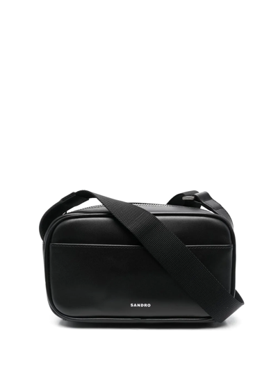 Sandro Logo-print Detail Messenger Bag In Black