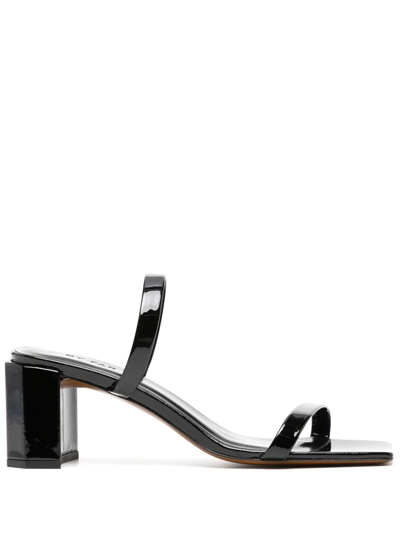 By Far Tanya Embossed Two-band Slide Sandals In Black