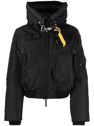 Parajumpers Down Hooded Bomber Jacket In Black
