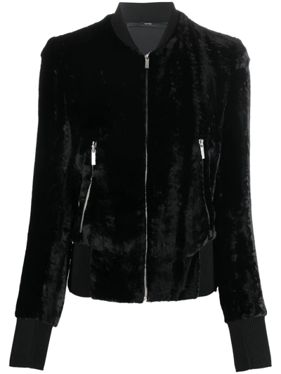 Sapio Velvet Bomber Jacket In Black