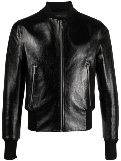 Sapio Biker Jacket In Black Leather In Schwarz