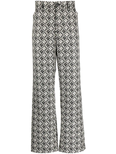 Marine Serre Moon Straight-leg Printed Recycled-moire Track Pants In Grey