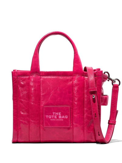 Marc Jacobs The Shiny Crinkle Mini Tote In Fuchsia