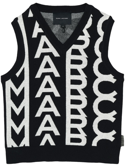 Marc Jacobs Monogram-jacquard Wool Waistcoat In Black