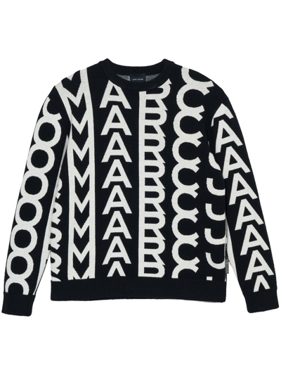 Marc Jacobs Monogram-intarsia Wool Jumper In Black