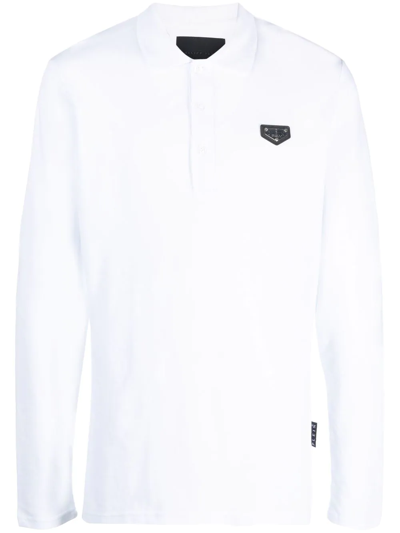 Philipp Plein Logo-plaque Polo Shirt In Weiss