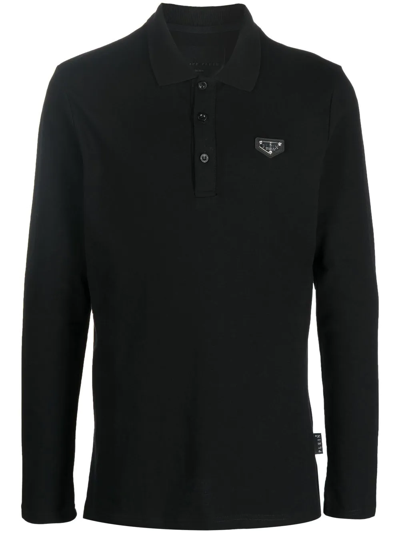 Philipp Plein Logo-plaque Polo Shirt In Schwarz