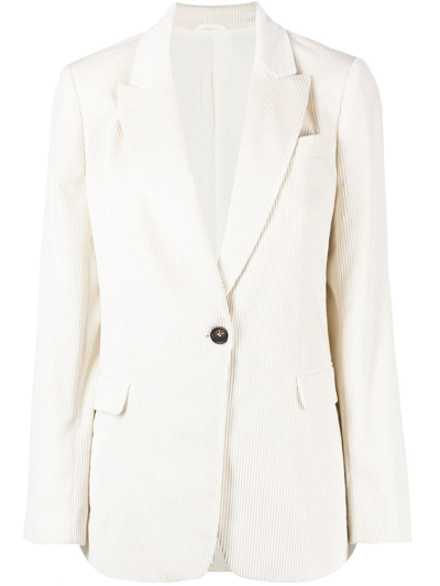 Brunello Cucinelli Ribbed Single-breasted Blazer In White