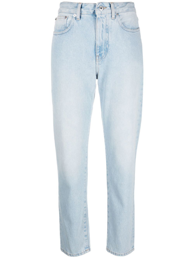 Off-white Slim-fit Cropped Jeans In Light Blue No Color