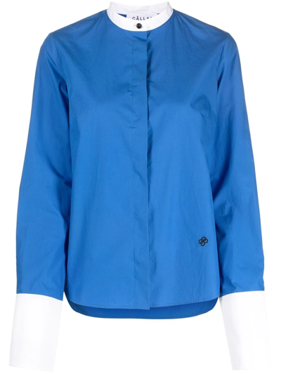 Câllas Contrasting-collar Cotton Shirt In Blue