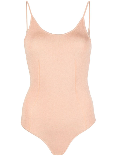 Dion Lee High-shine Spaghetti-strap Bodysuit In Pink