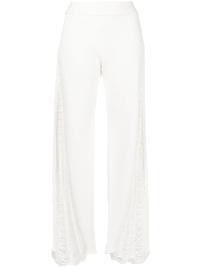 Dion Lee Distressed Float Knitted Trousers In White