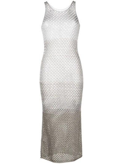 Dion Lee Metallic Mesh Gown In Silver