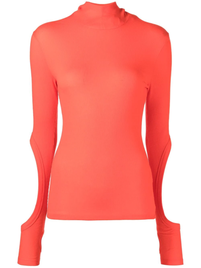 Dion Lee Cut-out Detail Hooded Top In Red