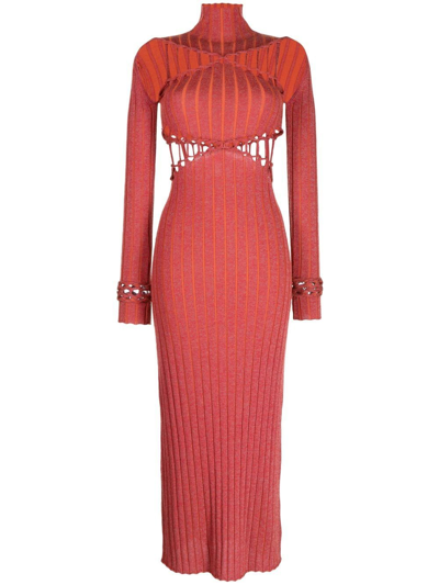 Dion Lee X Braid Reflective Dress In Red