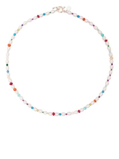 Dower & Hall Carnival Beaded Pearl Necklace In White