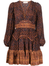 Ulla Johnson Hayana Printed Tiered Silk Crepe De Chine Mini Dress In Rot