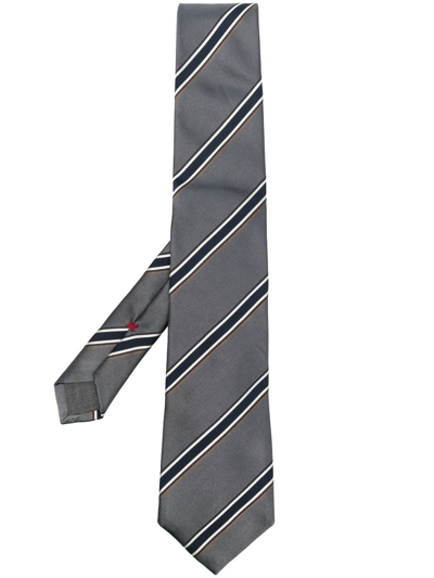 Brunello Cucinelli Stripe-print Satin Tie In Grey