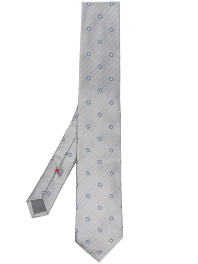 Brunello Cucinelli Floral-pattern Print Tie In Grau