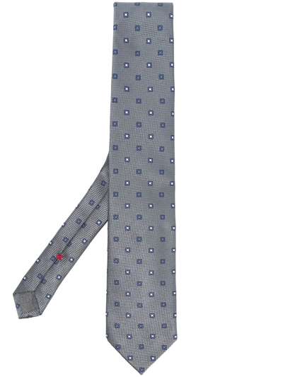 Brunello Cucinelli Embroidered-pattern Detail Tie In Grau