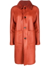 Yves Salomon Reversible Lambskin Coat In Red