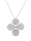 Yoko London 18kt White Gold Petal Pearl And Diamond Pendant In Silver