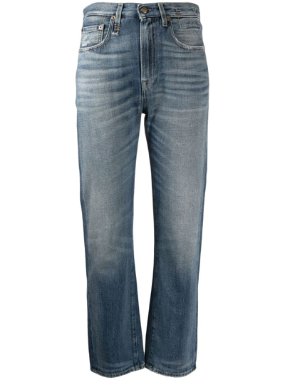 R13 High-waisted Cropped Jeans In Blue