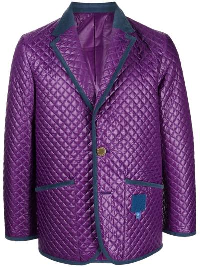 Fumito Ganryu Quilted Single-breasted Blazer In Purple