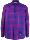 Fumito Ganryu Button-down Check Shirt In Purple