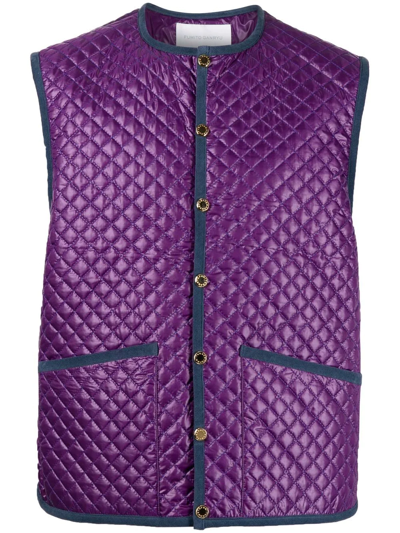 Fumito Ganryu Quilted Fitted Gilet In Purple