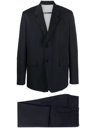Jil Sander Single-breasted Wool Suit In Blue
