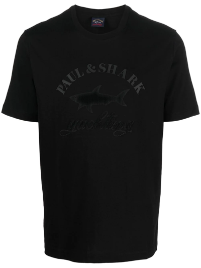 Paul & Shark Logo-print Cotton T-shirt In Schwarz