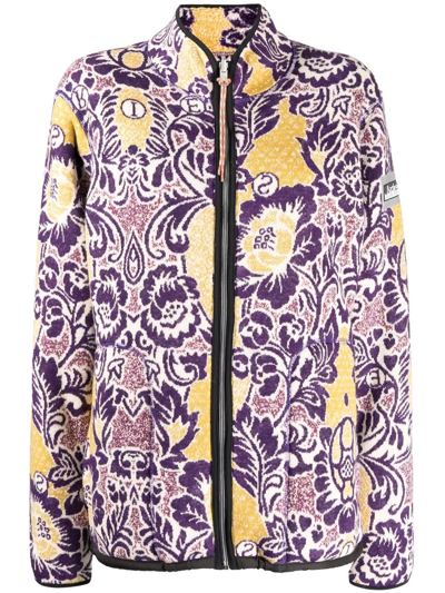 Aries Floral-pattern Zip-up Cardigan In Pink