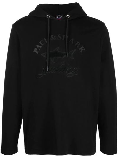 Paul & Shark Logo Print Cotton-jersey Sweatshirt In Black