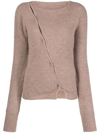 Jacquemus Beige Asymmetric Cardigan La Maille Pau In Braun
