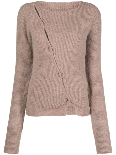 Jacquemus Beige Asymmetric Cardigan La Maille Pau