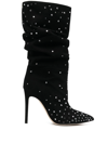 Paris Texas Suede Crystal Holly Stiletto Slpouchy Boot Heel In Schwarz