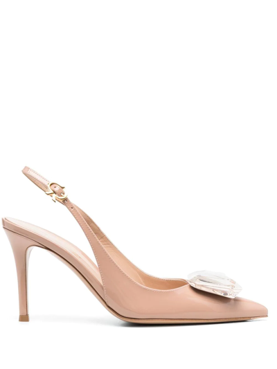 Gianvito Rossi Jaipur Crystal-embellished Patent-leather Slingback Pumps In Pink